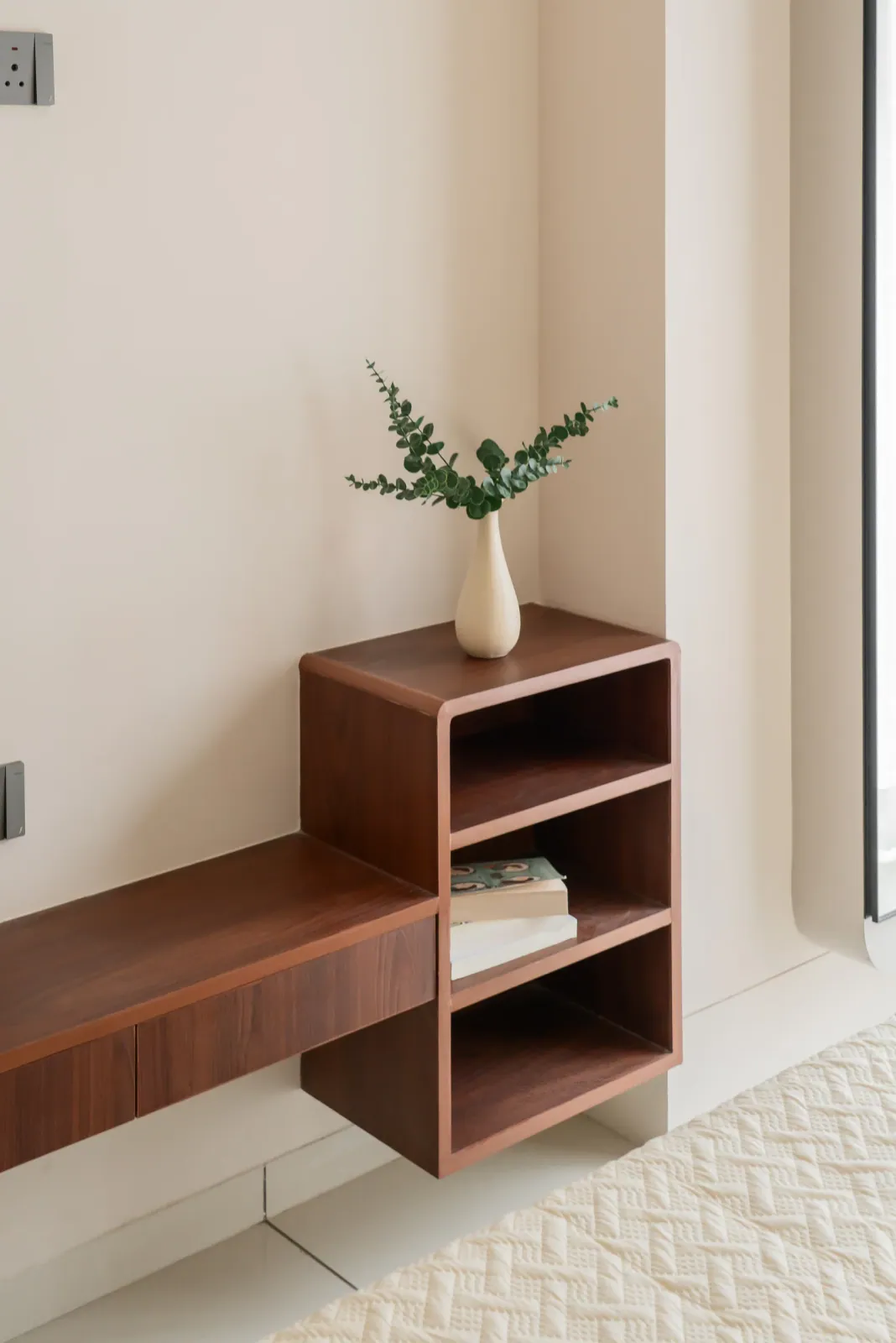 Master bedroom at Anand Nilay, Sarthya West, interior design by Ekaya Design Studio
