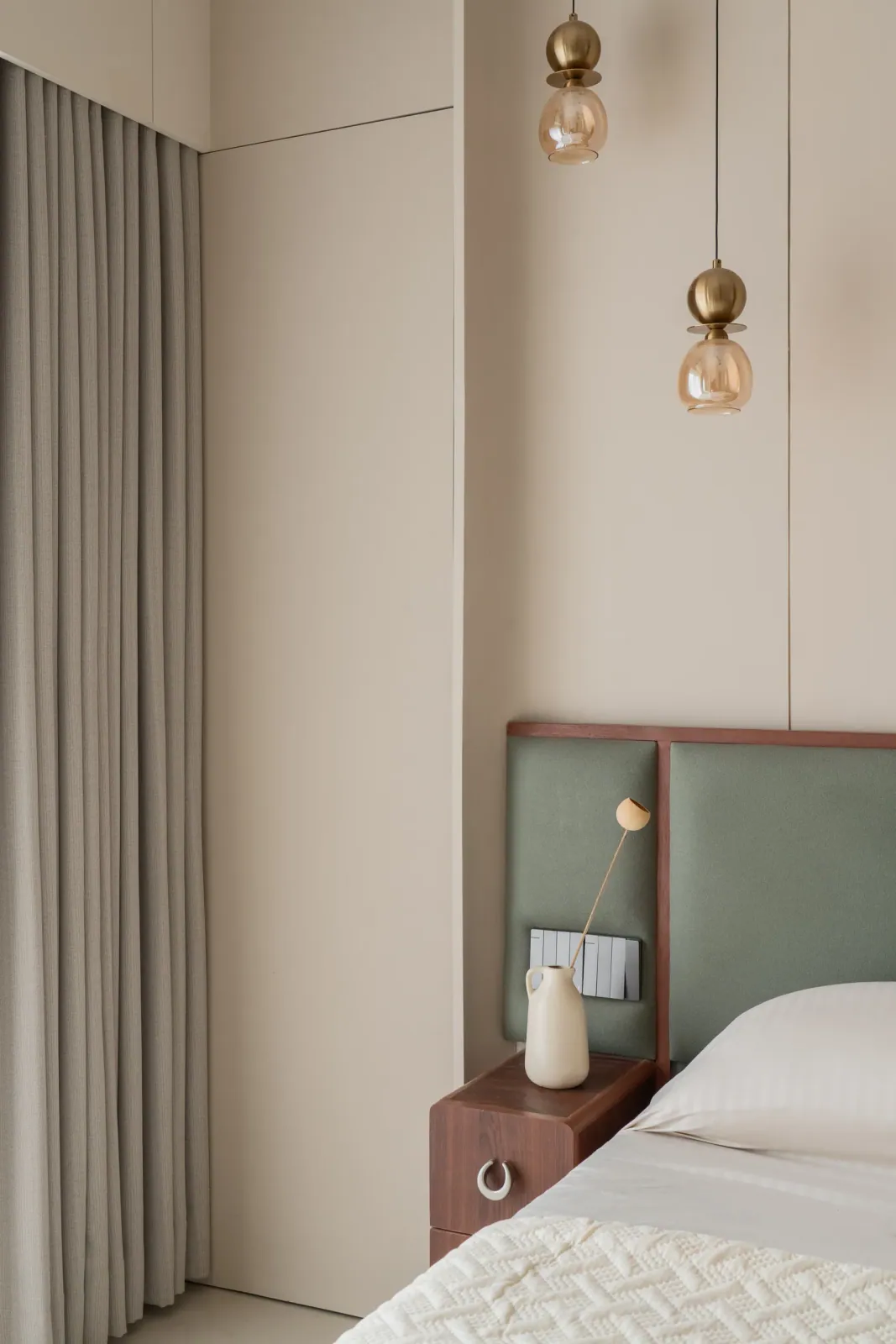 Master bedroom at Anand Nilay, Sarthya West, interior design by Ekaya Design Studio