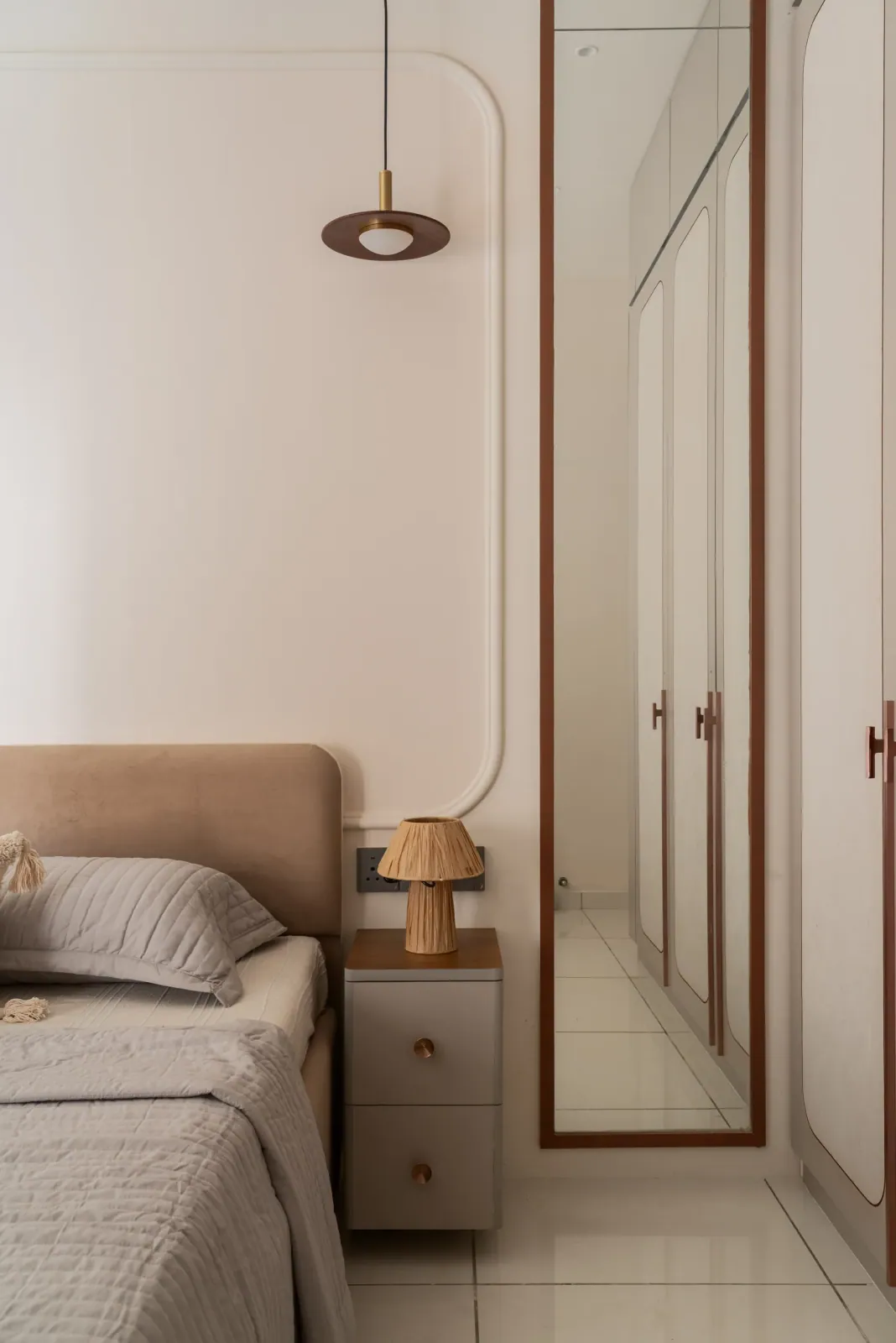 Bedroom at Anand Nilay, Sarthya West, interior design by Ekaya Design Studio
