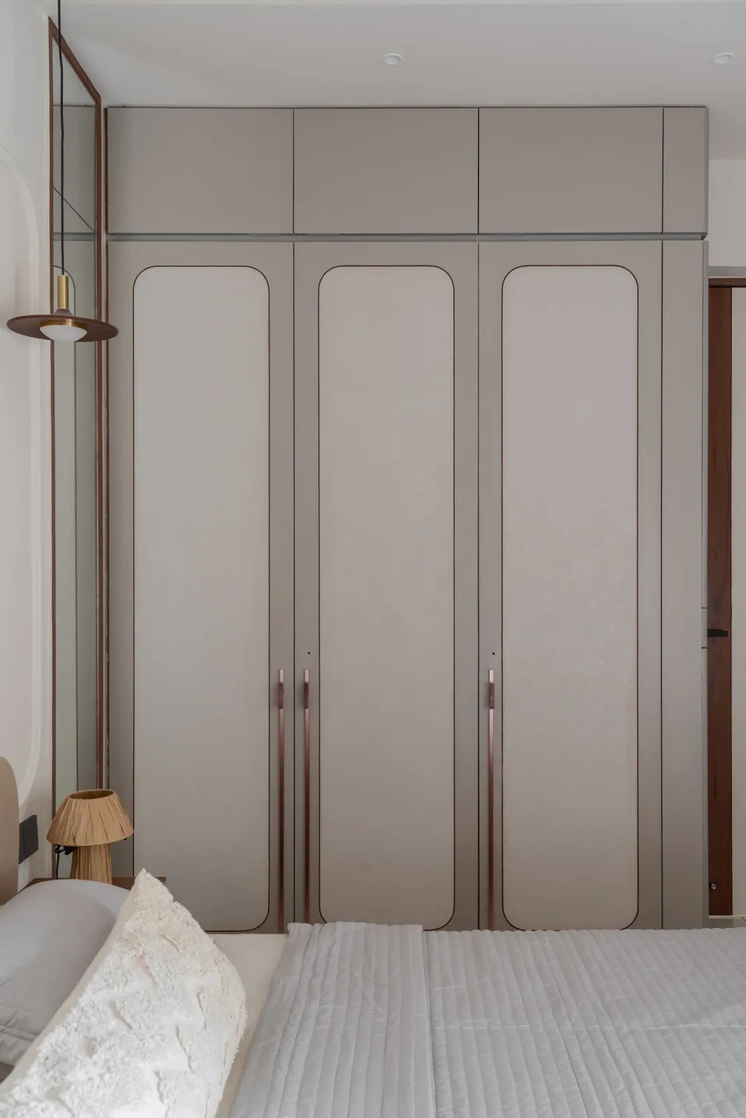 Bedroom at Anand Nilay, Sarthya West, interior design by Ekaya Design Studio