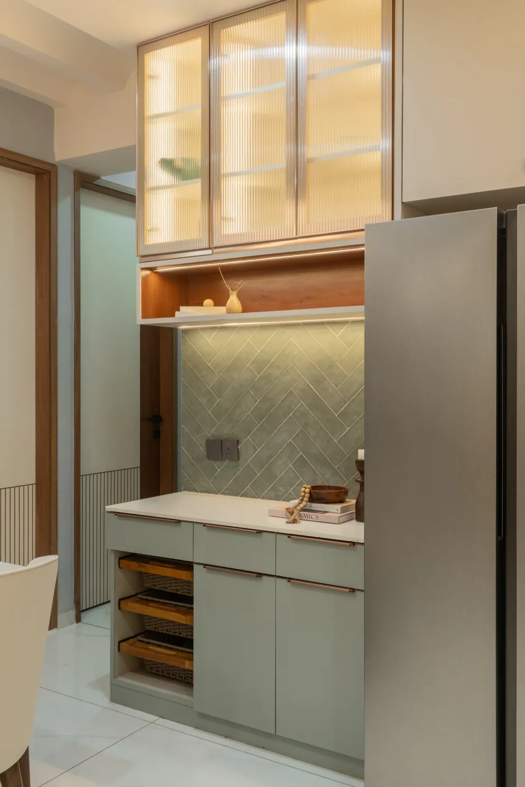 Kitchen at Anand Nilay, Sarthya West, interior design by Ekaya Design Studio