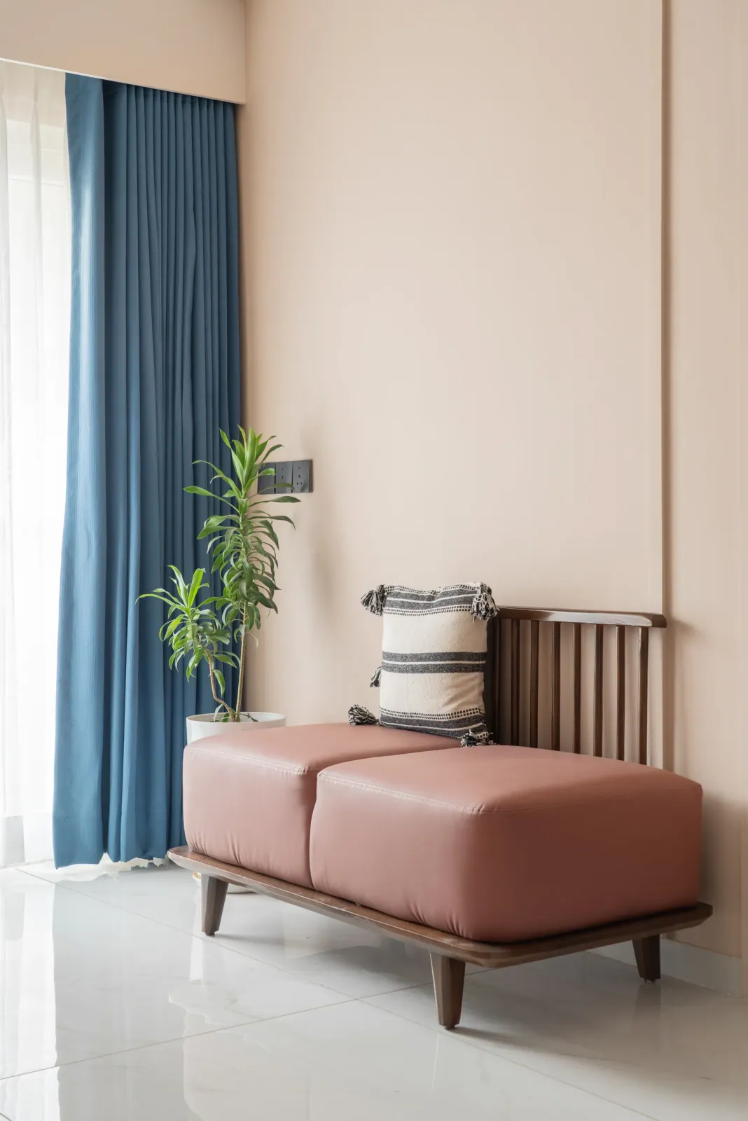 Living room at Anand Nilay, Sarthya West, interior design by Ekaya Design Studio