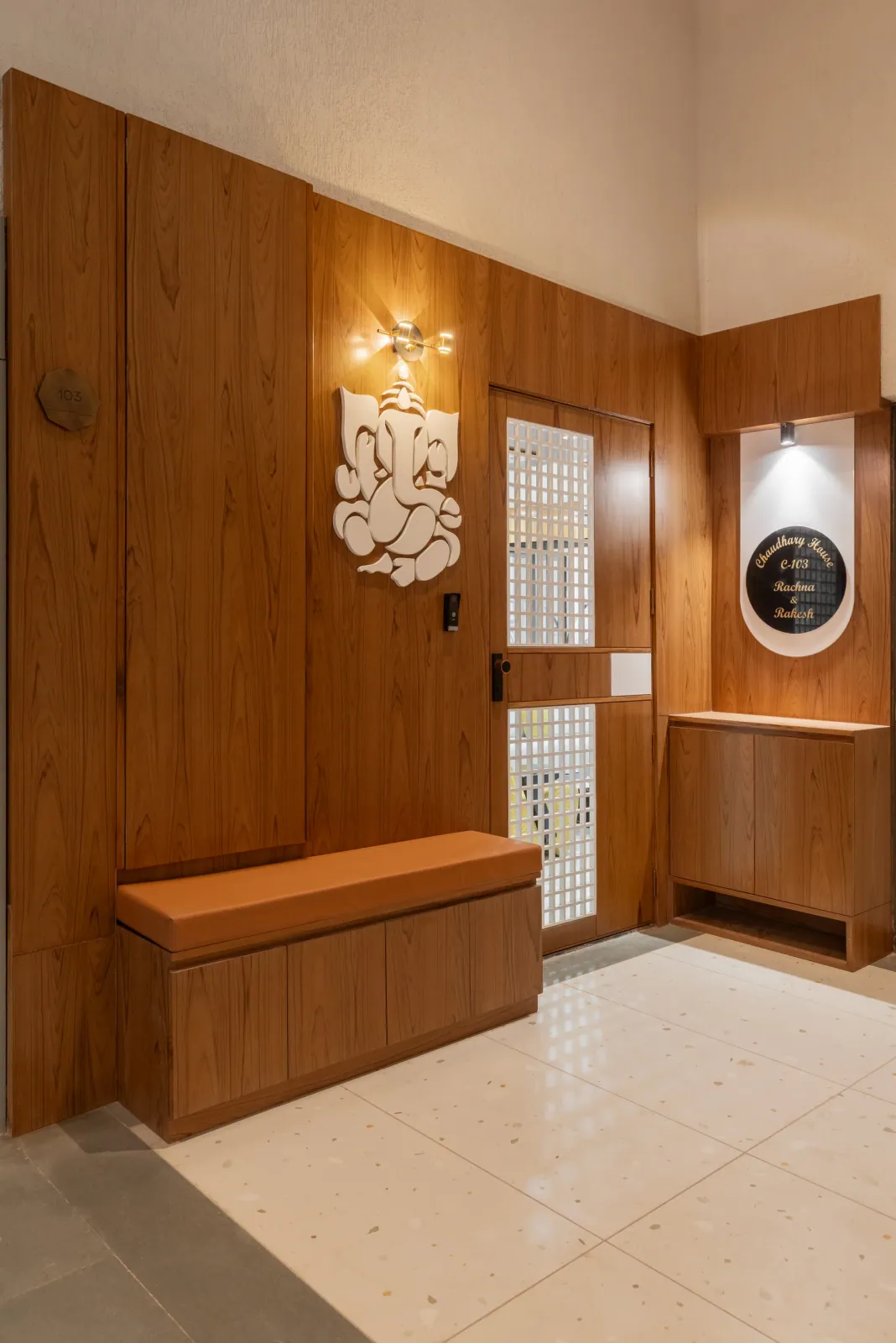 Entrance foyer at Bouganville, interior design by Ekaya Design Studio