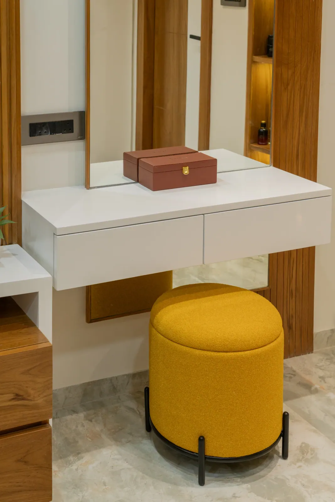 Master bedroom dressing area at Bouganville, interior design by Ekaya Design Studio