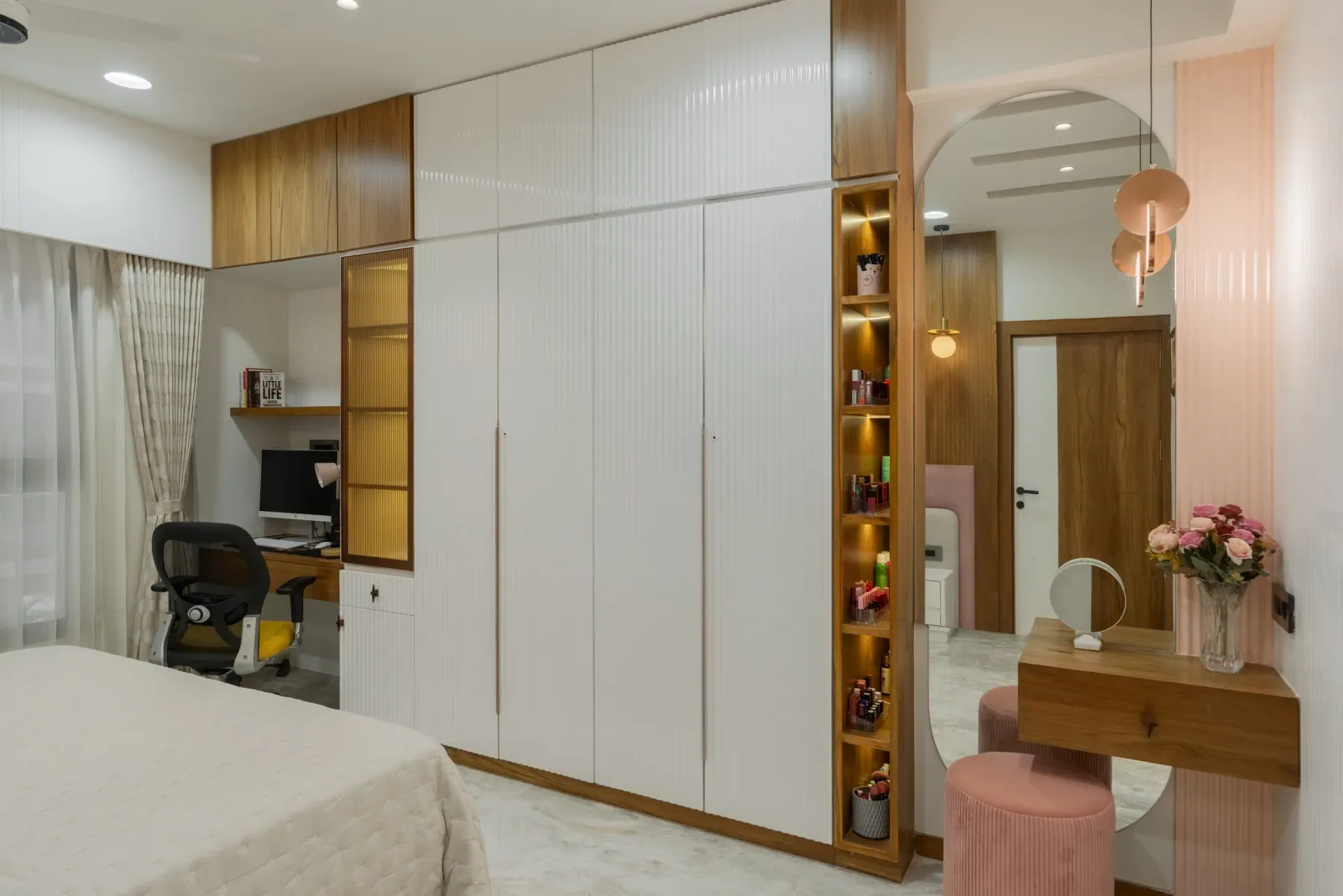 Daughter's bedroom with study at Bouganville, interior design by Ekaya Design Studio