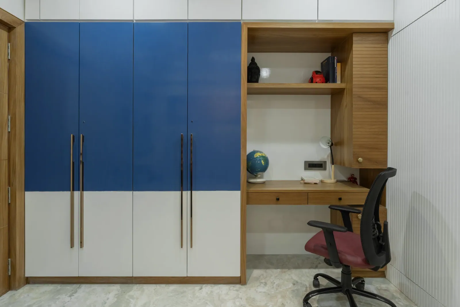 Daughter's bedroom with study at Bouganville, interior design by Ekaya Design Studio