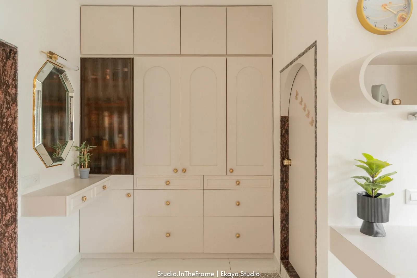 Dresser and study desk at Krishna Park, interior design by Ekaya Design Studio