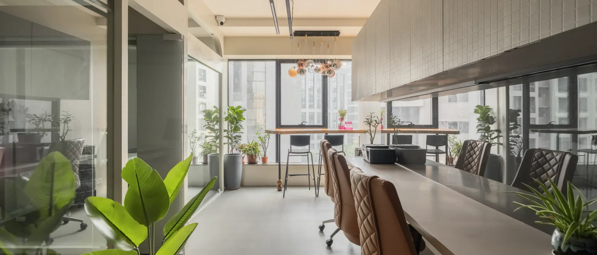 Open workstations at Ekaya Design Studio Office, interior design by Ekaya Design Studio