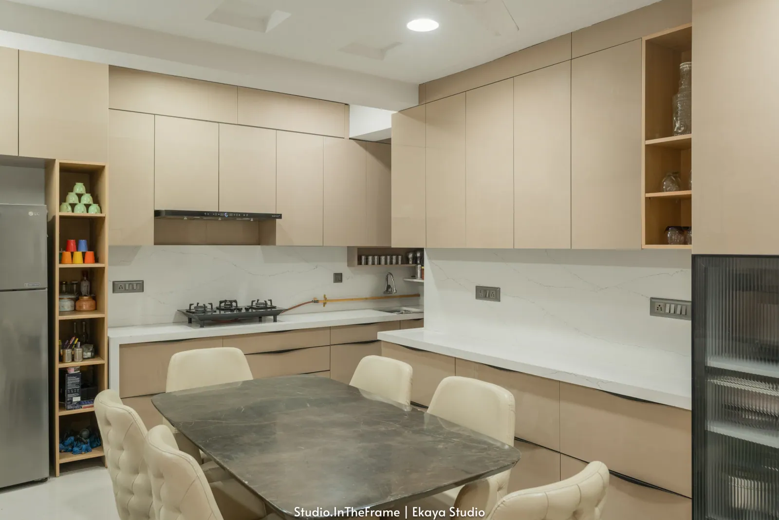 Kitchen and dining at Pushkar, interior design by Ekaya Design Studio