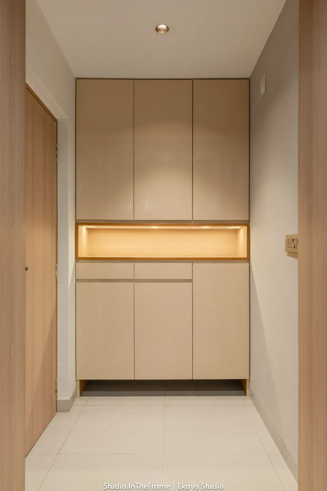 Foyer storage at Pushkar, interior design by Ekaya Design Studio