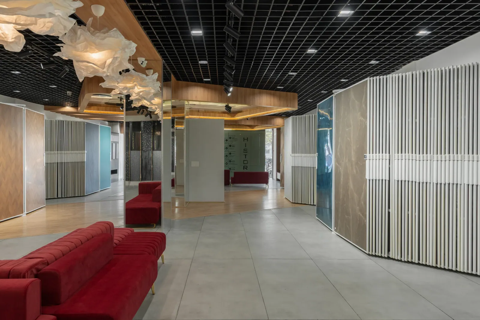 Showroom at Royale Touche Showroom, Palanpur, interior design by Ekaya Design Studio