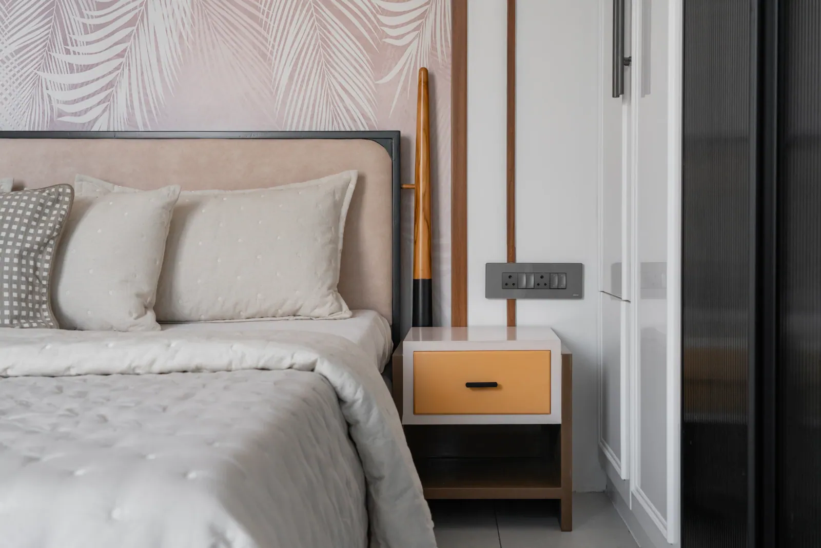 Master bedroom at Satyamev Serene, interior design by Ekaya Design Studio
