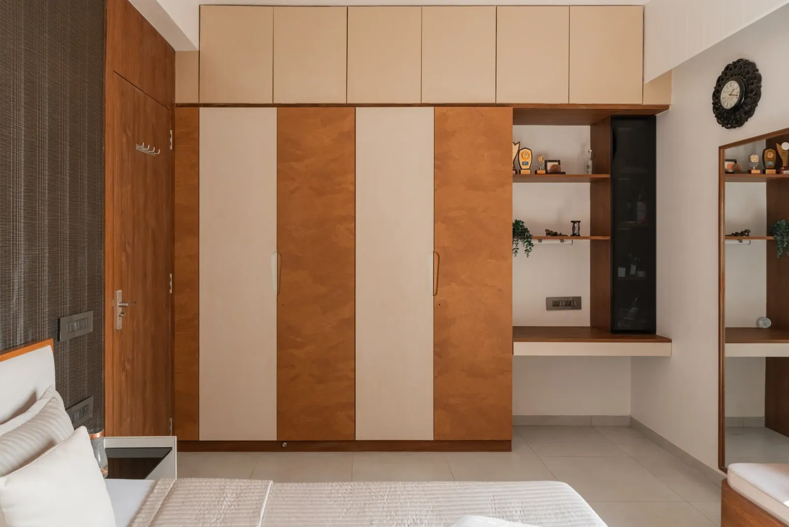 Bedroom at Satyamev Serene, interior design by Ekaya Design Studio