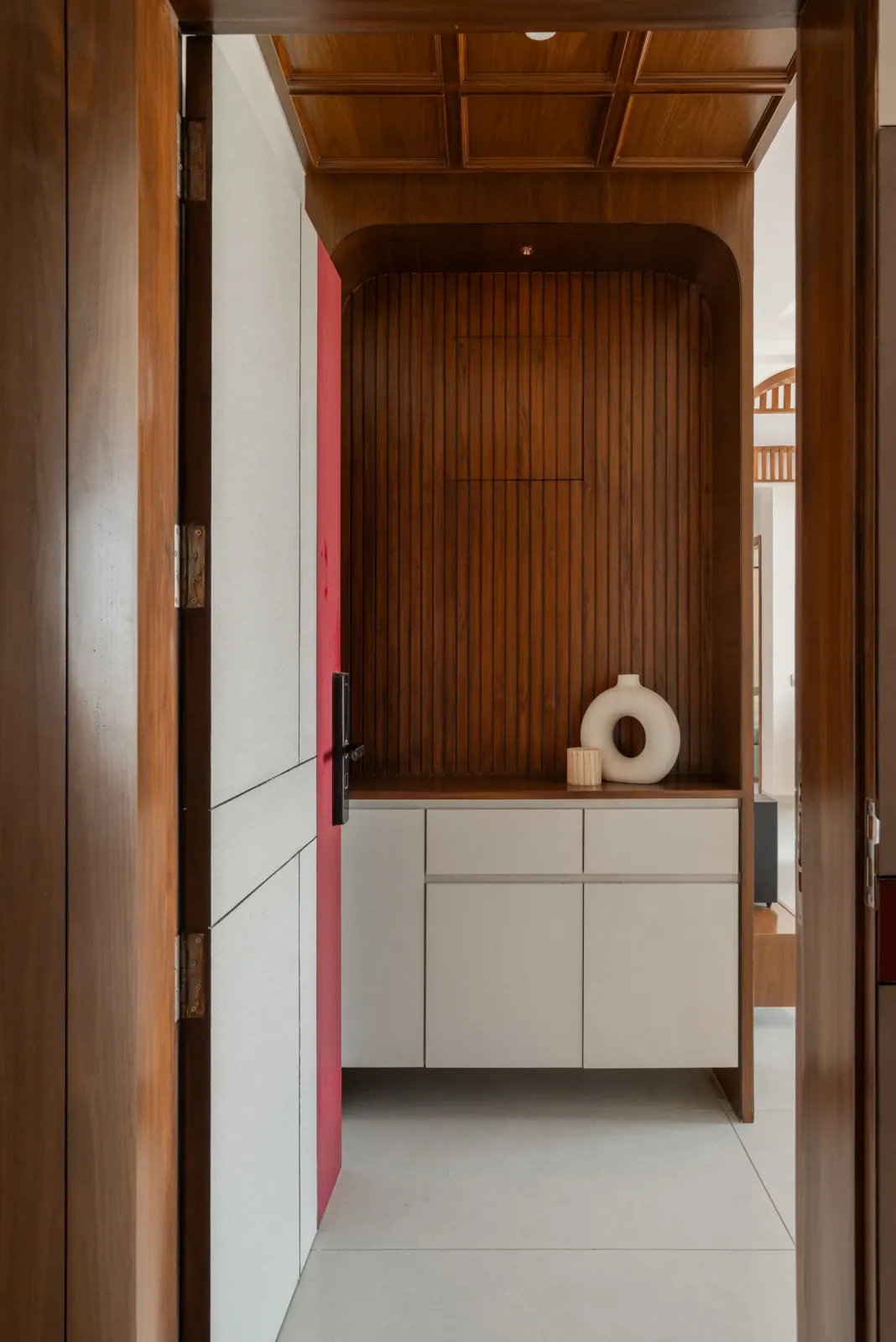 Entrance foyer at Satyamev Serene, interior design by Ekaya Design Studio