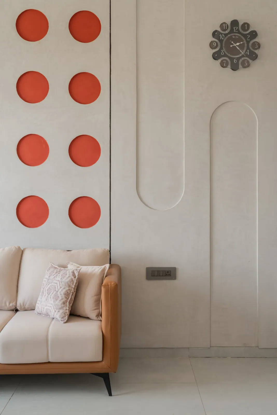 Living room at Satyamev Serene, interior design by Ekaya Design Studio