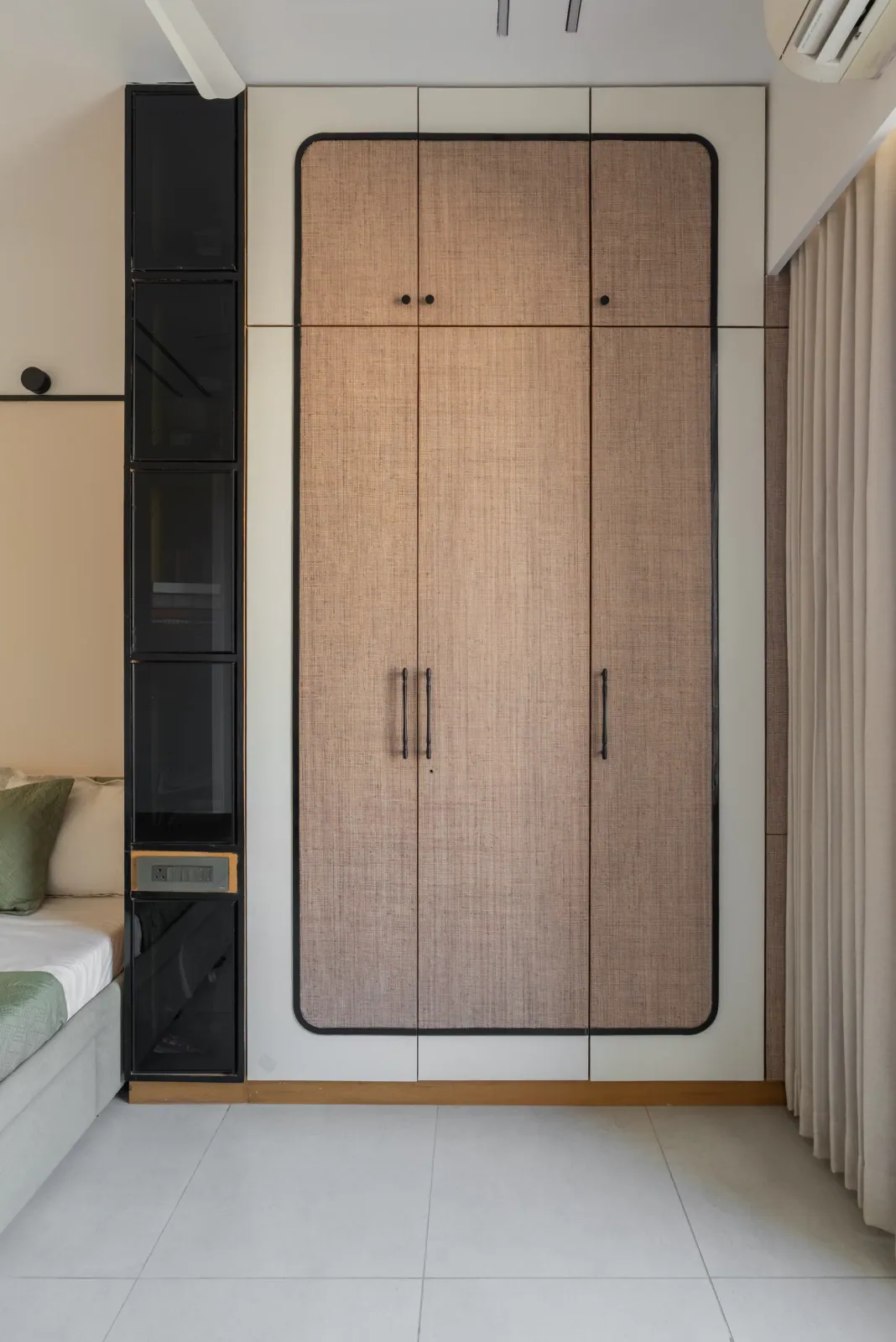 Bedroom at Satyamev Serene, interior design by Ekaya Design Studio