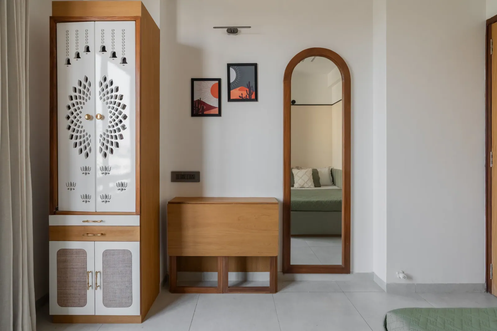 Pooja unit at Satyamev Serene, interior design by Ekaya Design Studio
