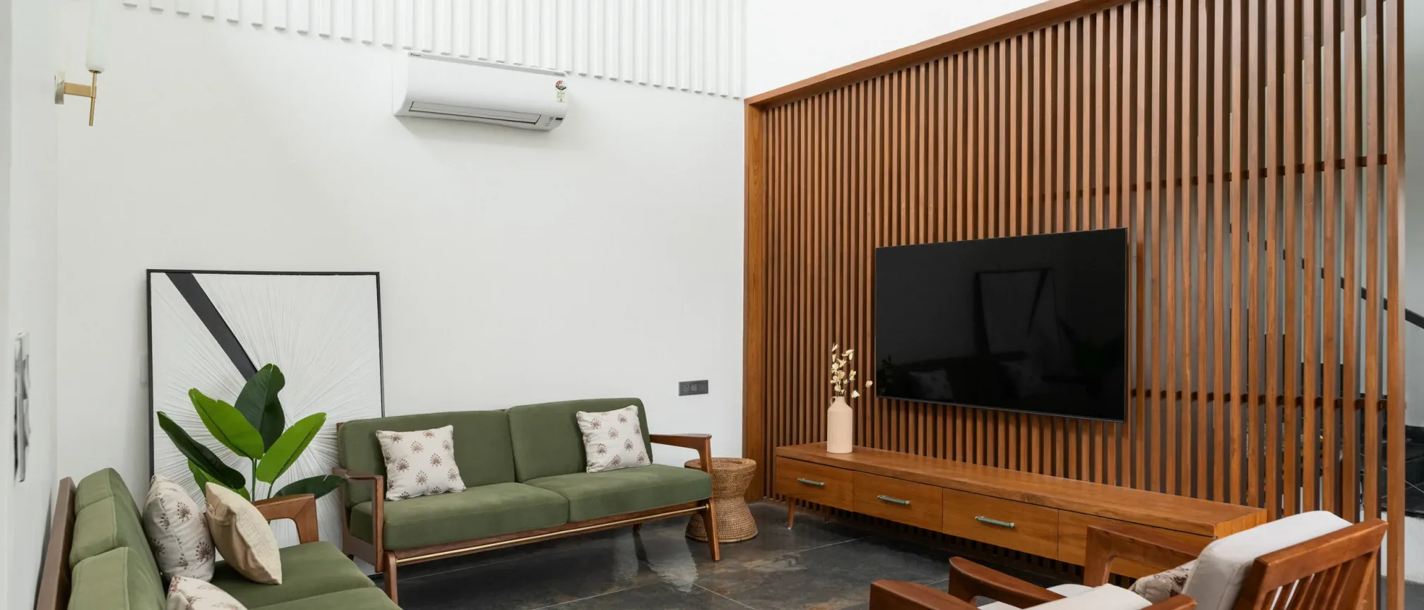 Living room at Shreeya Kromme, interior design by Ekaya Design Studio