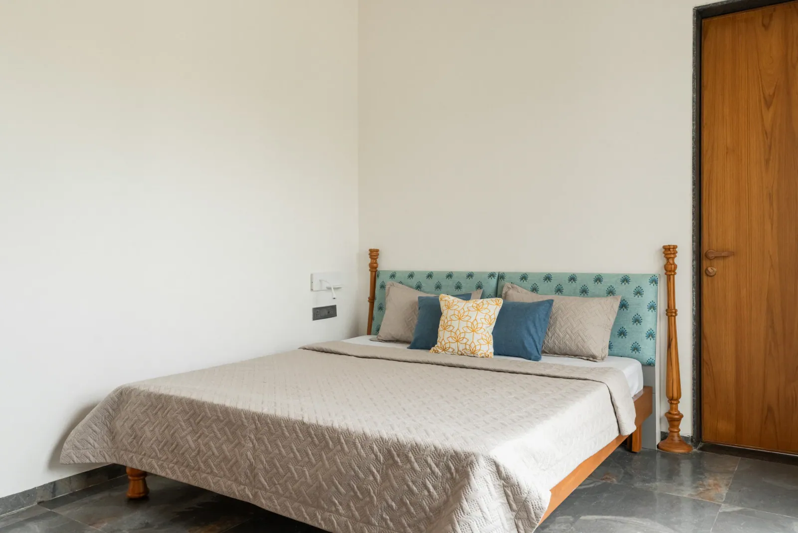 Bedroom at Shreeya Kromme, interior design by Ekaya Design Studio