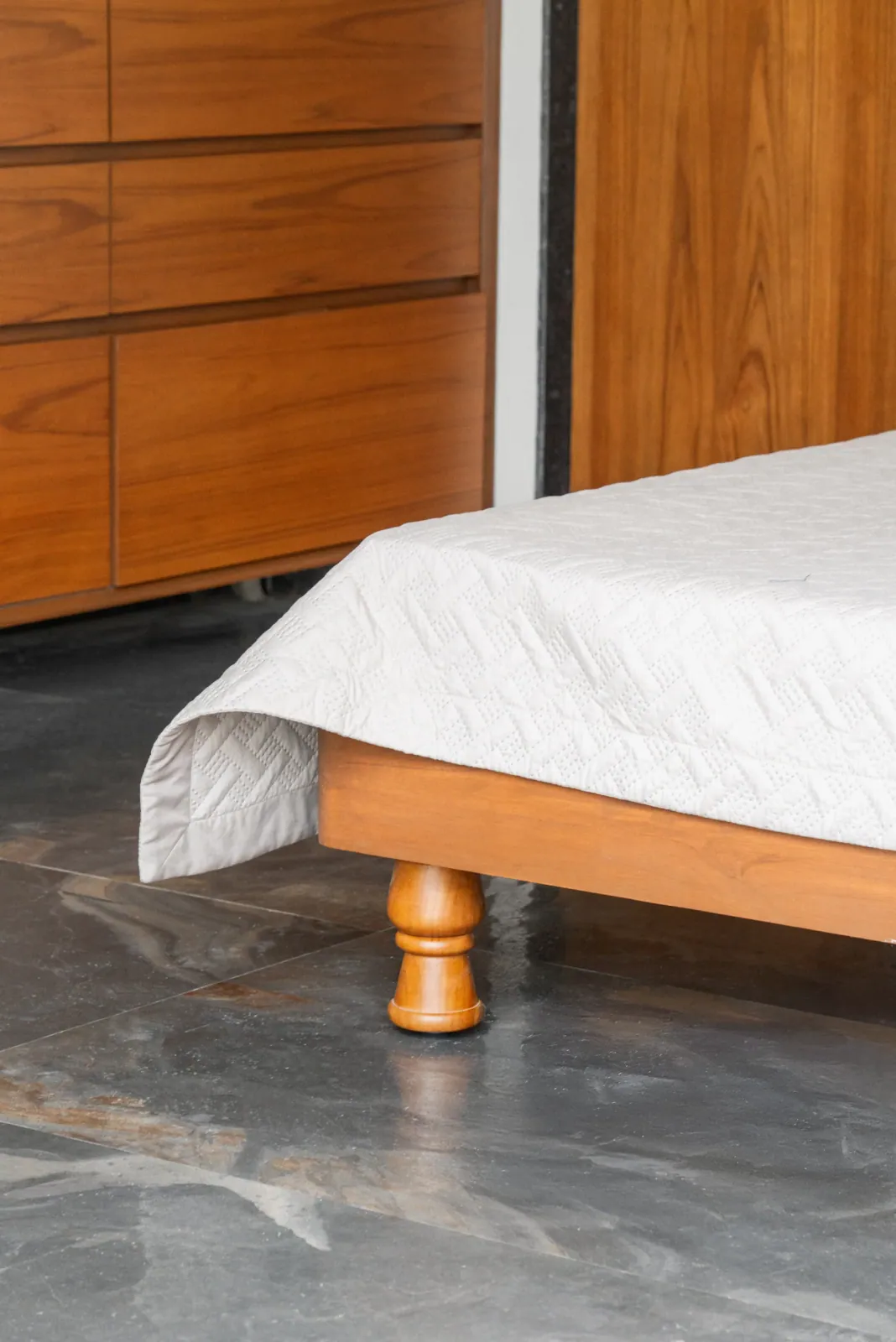 Bedroom at Shreeya Kromme, interior design by Ekaya Design Studio