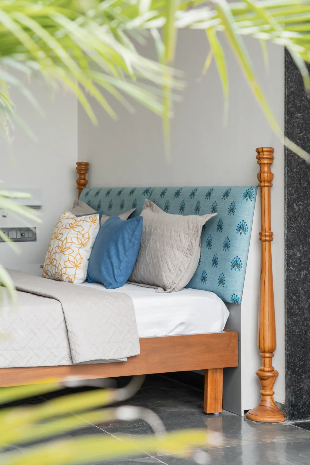 Bedroom at Shreeya Kromme, interior design by Ekaya Design Studio