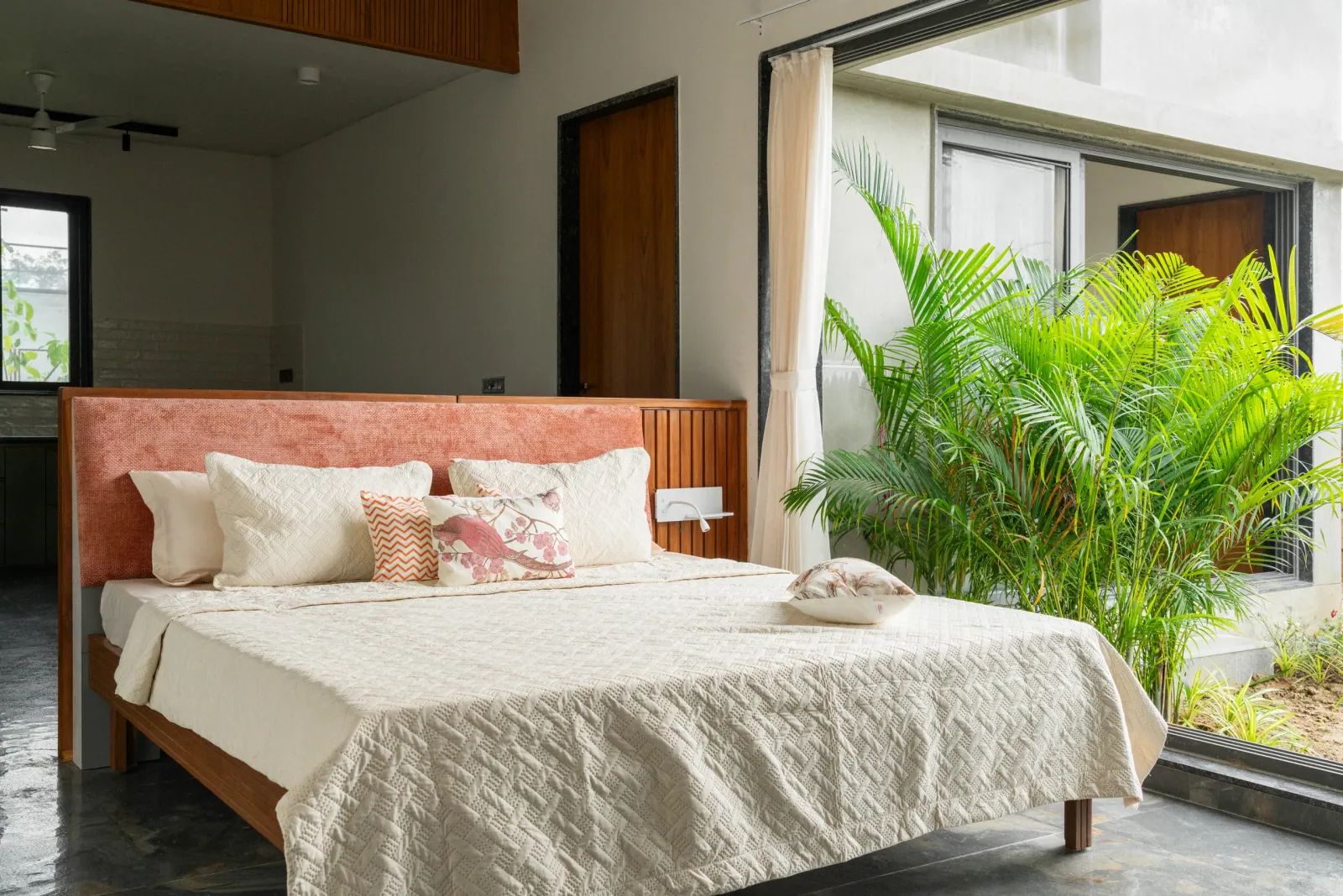 Guest bedroom at Shreeya Kromme, interior design by Ekaya Design Studio