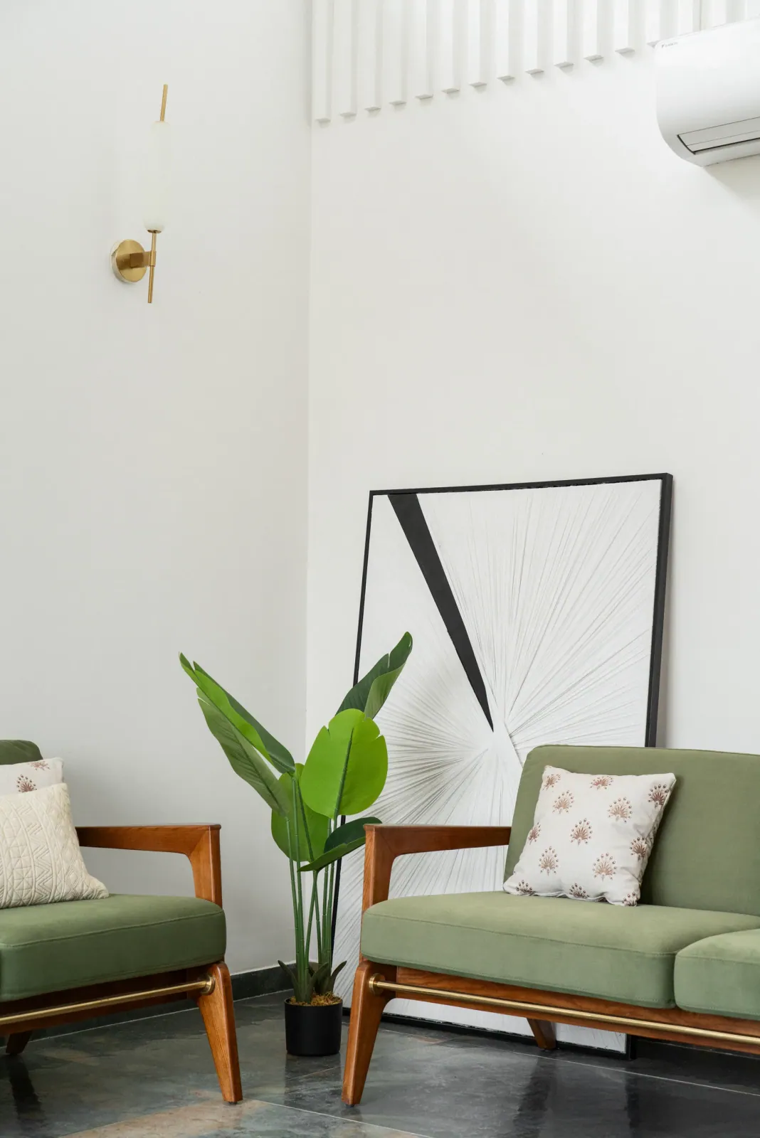 Sitting area at Shreeya Kromme, interior design by Ekaya Design Studio