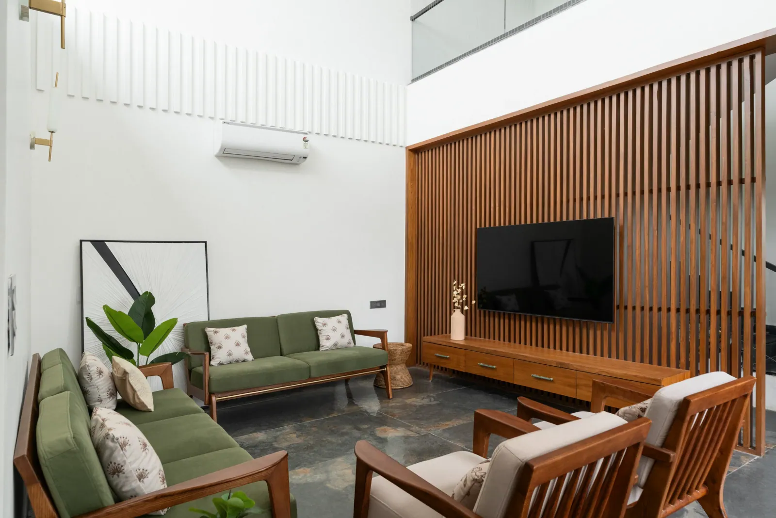 Living room at Shreeya Kromme, interior design by Ekaya Design Studio