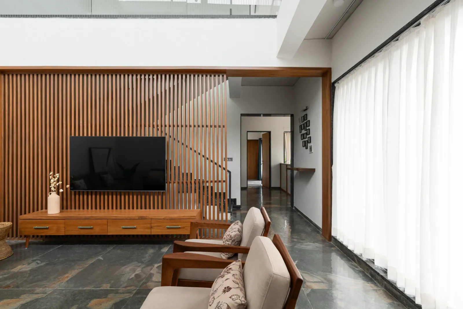 Living room at Shreeya Kromme, interior design by Ekaya Design Studio