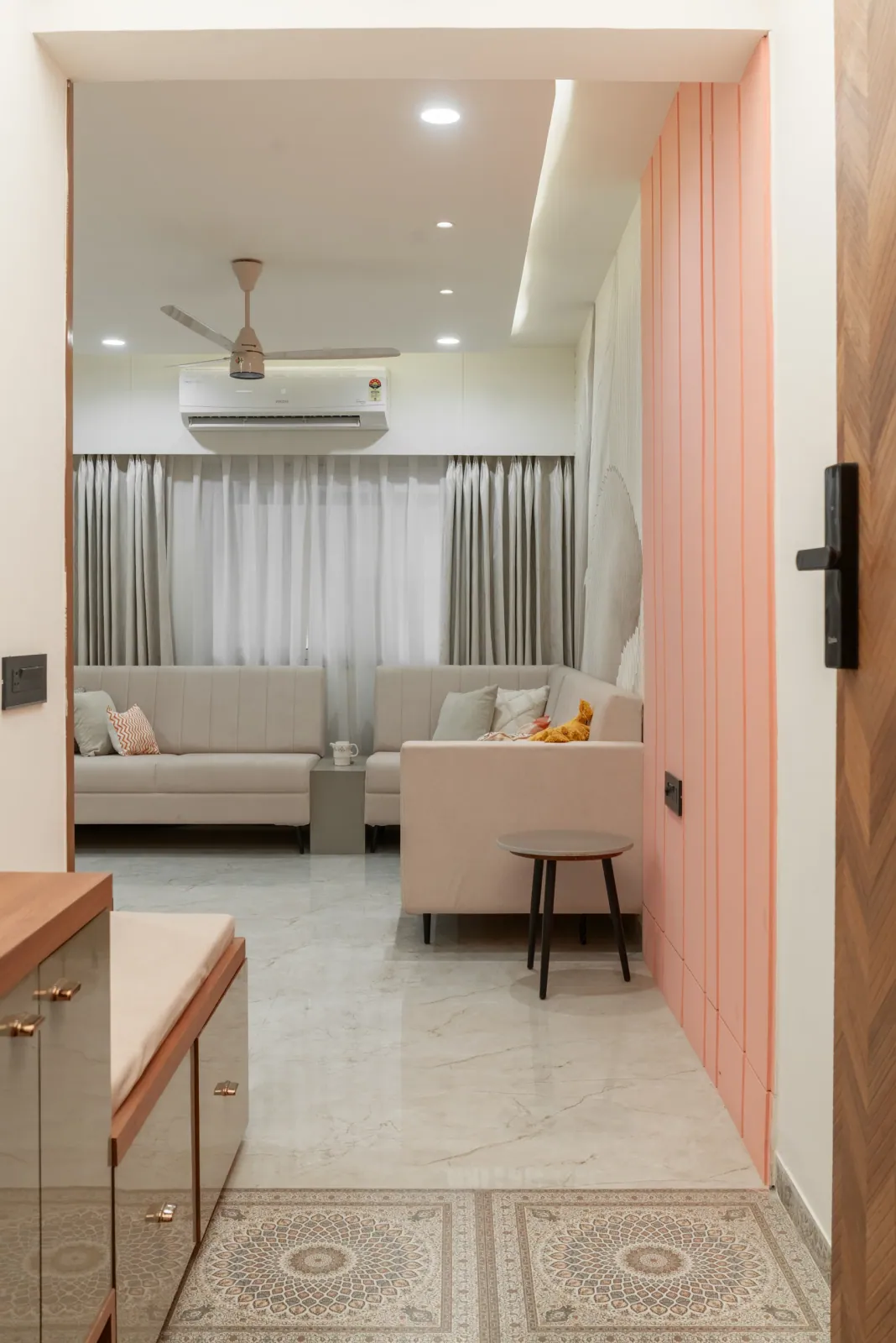 Entrance foyer at Suryavanshi, interior design by Ekaya Design Studio