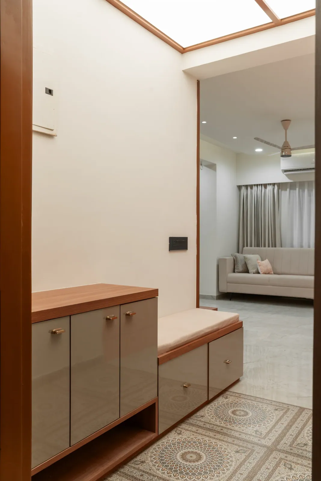 Entrance foyer at Suryavanshi, interior design by Ekaya Design Studio