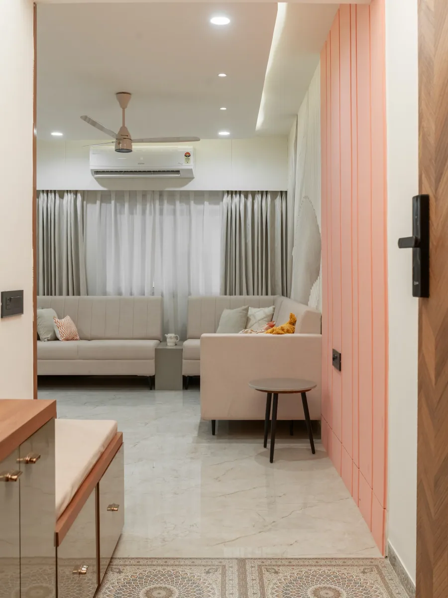 Entrance foyer at Suryavanshi, interior design by Ekaya Design Studio