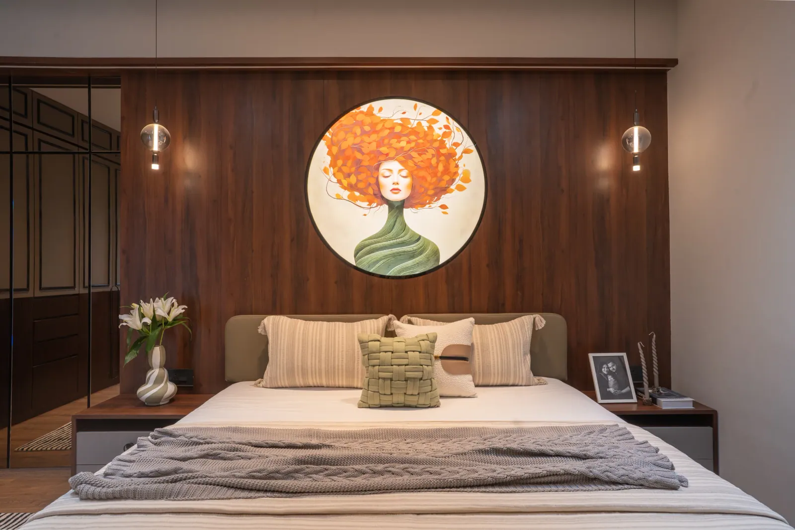 Master bedroom at Swati Parkside, interior design by Ekaya Design Studio