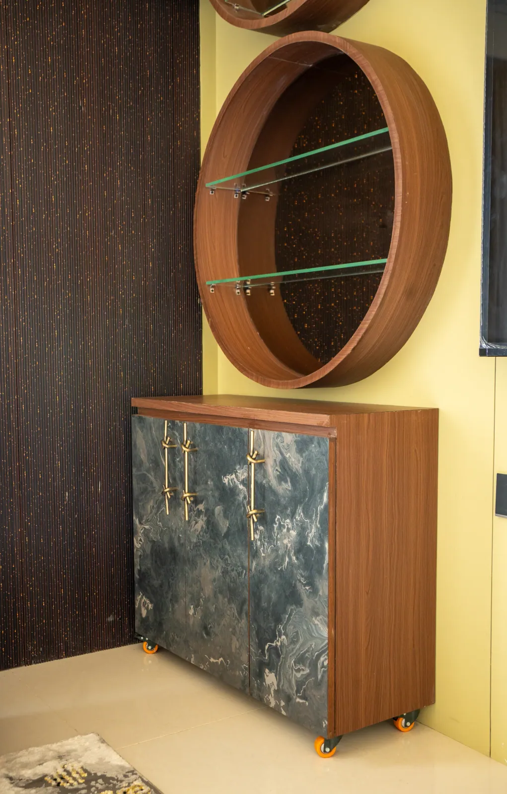 Bar unit at Swati Parkside, interior design by Ekaya Design Studio