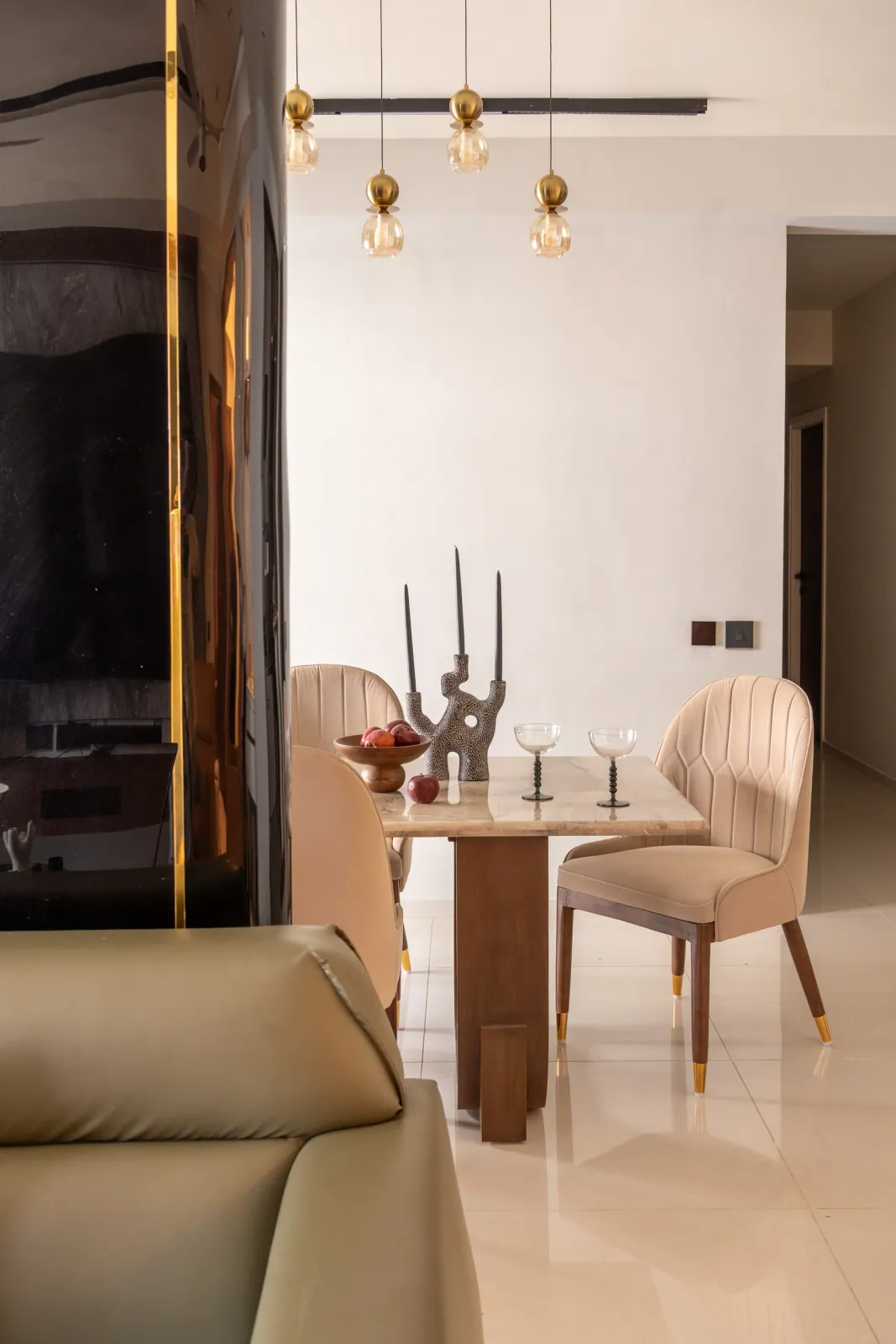 Dining area at Swati Parkside, interior design by Ekaya Design Studio