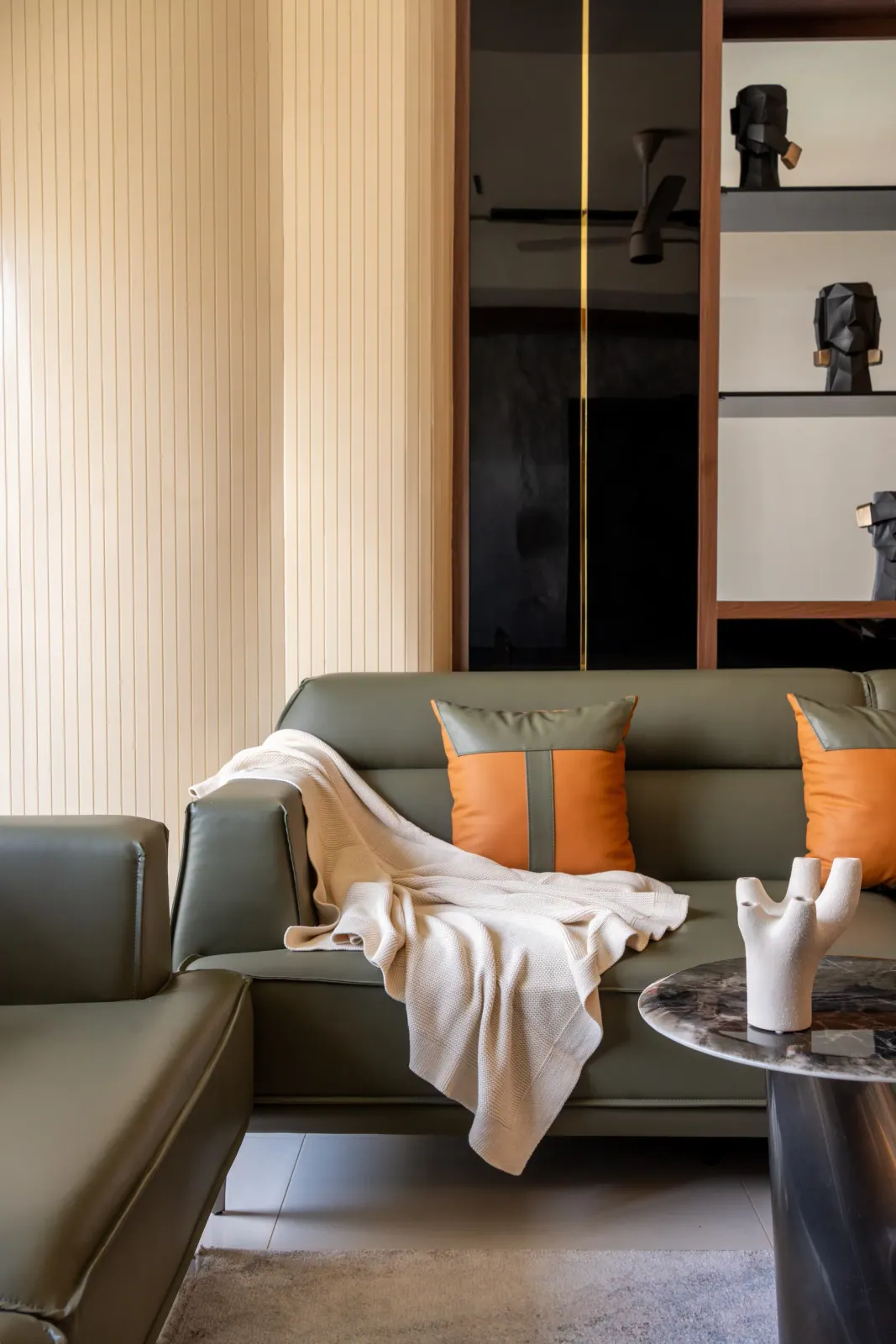 Living room at Swati Parkside, interior design by Ekaya Design Studio