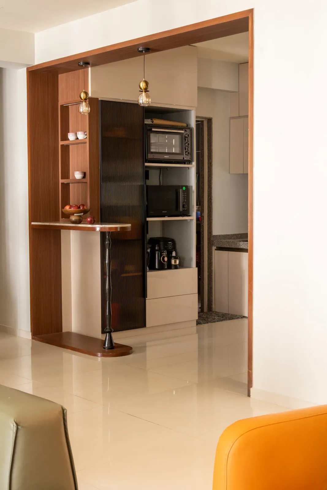 Bar unit at Swati Parkside, interior design by Ekaya Design Studio