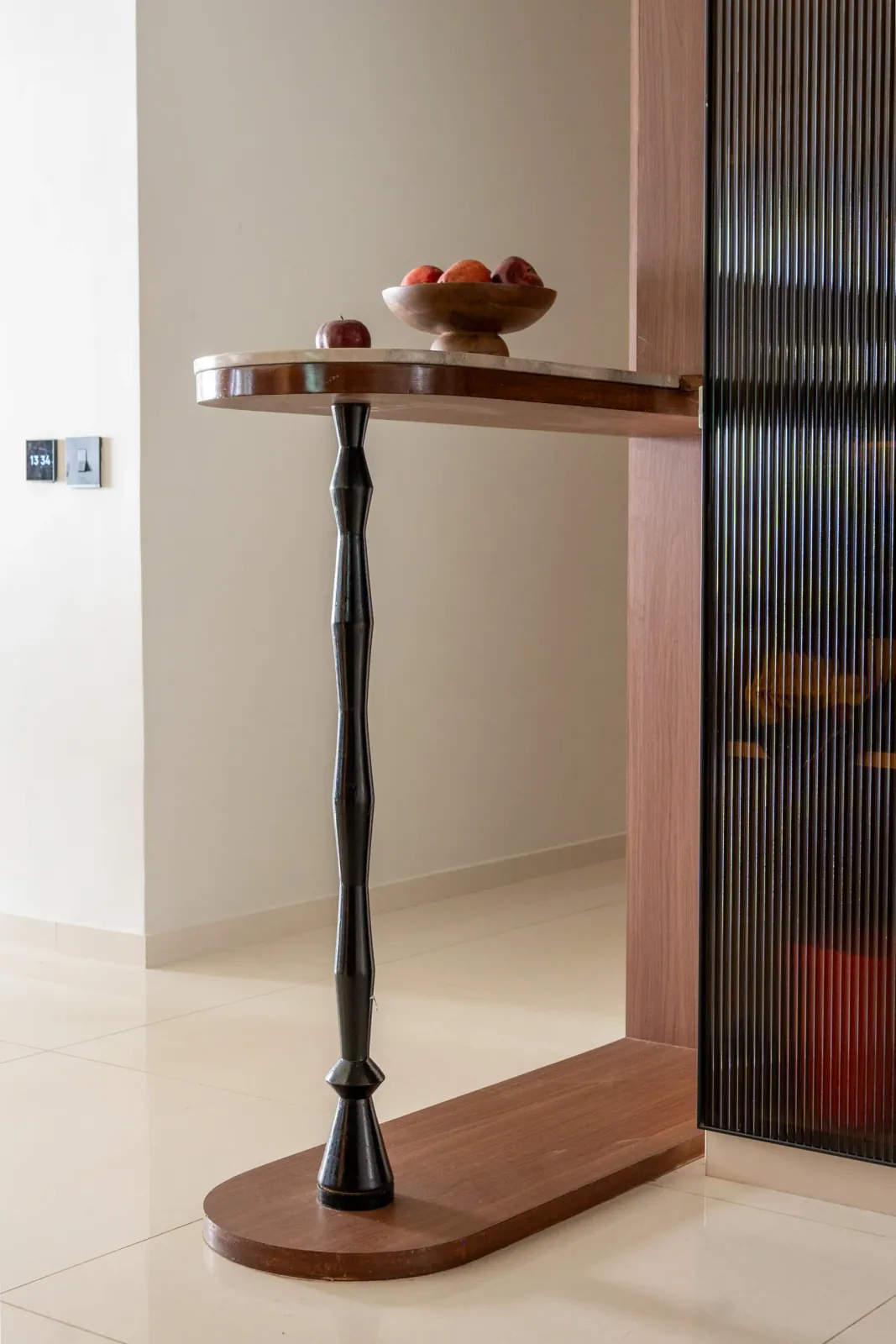 Console detail at Swati Parkside, interior design by Ekaya Design Studio