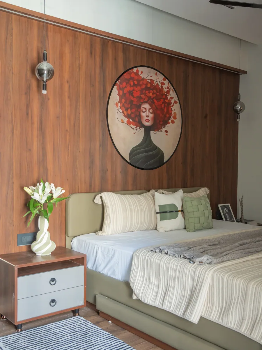 Master bedroom at Swati Parkside, interior design by Ekaya Design Studio